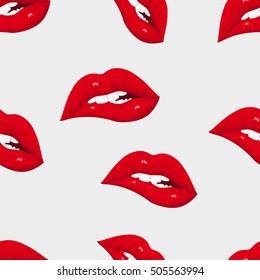 Seamless pattern of sexy lips. Modern design. Vector illustration. EPS10.