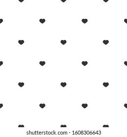 Seamless pattern with shabby black hearts on white background. vector flat Valentine love ornament. winter knitted, crocheted texture