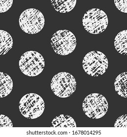Seamless pattern, shaded circles in white on a dark background. Minimalistic design. Vector.