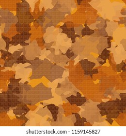 A seamless pattern from the shades of the autumn landscape.
There is a pseudo-relief consisting of small square frames.