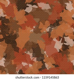 A seamless pattern from the shades of the autumn landscape.
There is a pseudo-relief consisting of small square frames.