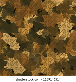 A seamless pattern from the shades of the autumn landscape.
On the surface of the picture there are rows of curls.
