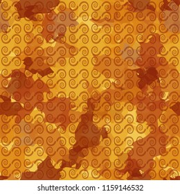 A seamless pattern from the shades of the autumn landscape.
On the surface of the picture there are rows of curls.