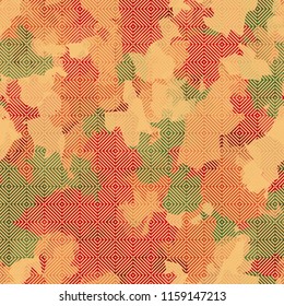 A seamless pattern from the shades of the autumn landscape.
On the surface of the picture, rows are composed of diagonally shaded squares.