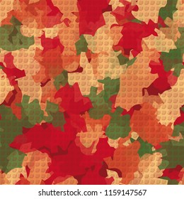 A seamless pattern from the shades of the autumn landscape.
On the surface of the picture there are rows of pseudo-relief octagons.