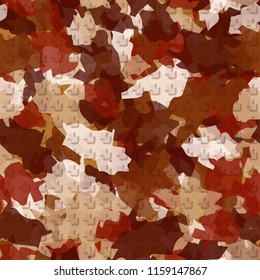 A seamless pattern from the shades of the autumn landscape.
On the surface of the picture there are rows of pseudo-relief double squares.