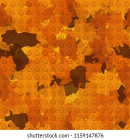 A seamless pattern from the shades of the autumn landscape.
On the surface of the picture there are rows of pseudo-relief double squares.