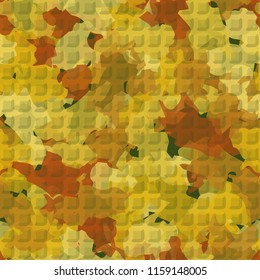 A seamless pattern from the shades of the autumn landscape.
On the surface of the picture there are rows of pseudo-relief squares.