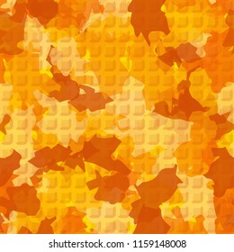 A seamless pattern from the shades of the autumn landscape.
On the surface of the picture there are rows of pseudo-relief squares.