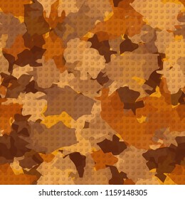 A seamless pattern from the shades of the autumn landscape.
On the surface of the picture there are rows of pseudo-relief circles.