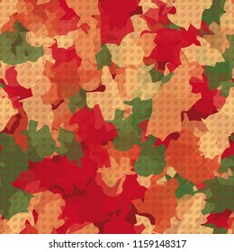 A seamless pattern from the shades of the autumn landscape.
On the surface of the picture there are rows of pseudo-relief circles.