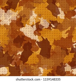 A seamless pattern from the shades of the autumn landscape.
On the surface of the picture there are rows of pseudo-relief circles.
