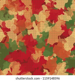 A seamless pattern from the shades of the autumn landscape.
On the surface of the picture there is a pseudo-relief texture consisting of squares.