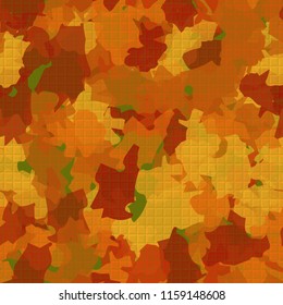 A seamless pattern from the shades of the autumn landscape.
On the surface of the picture there is a pseudo-relief texture consisting of squares.