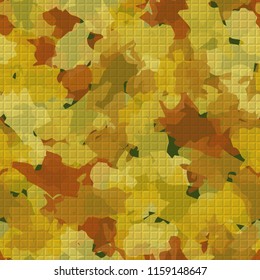 A seamless pattern from the shades of the autumn landscape.
On the surface of the picture there is a pseudo-relief texture consisting of squares.