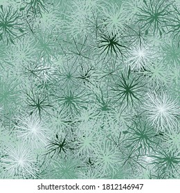 Seamless pattern. Shaggy green formations are located chaotically. Biological structure.