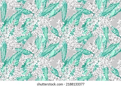 Seamless pattern. Shaggy nettle flowers on a mint background. Vector