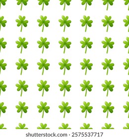 Seamless pattern of shamrock and clover on white background in honor of St. Patrick's Day. Symbol of Ireland. Seamless pattern in the form of shamrock.