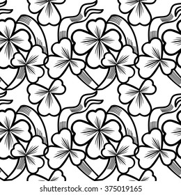 Seamless pattern with shamrock contour