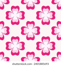 Seamless pattern of shamrock hearts on isolated background. Design for Valentine’s Day, Weddings, Mother’s day celebration, greeting cards, invitations, textile.