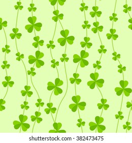 Seamless pattern of shamrock leaves. Abstract garland of leaves. Minimalistic simple seamless background for St. Patrick's Day. Vector illustration