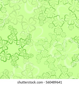 Seamless pattern with shamrock leaves. St. Patrick's day holiday symbol. Vector illustration