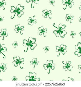 Seamless pattern with shamrock, St. Patrick's Day, festive background