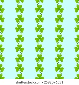 Seamless pattern of shamrock stripes on a soft blue background for St. Patrick's Day