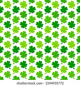 Seamless Pattern Shamrocks Four Leafs Green And White