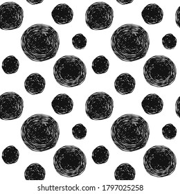 Seamless pattern. Shapeless circles  of different sizes, handicraft.