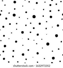 Seamless pattern. Shapeless circles and dots of different sizes, chaotic points.