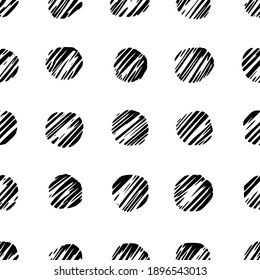 Seamless pattern. Shapeless circles, handicraft.