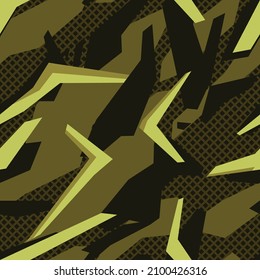 Patrón de formas sin problemas. Resumen de la cuadrícula de camo. Fondo de carreras. Impresión en tela y textil. Ilustración del vector