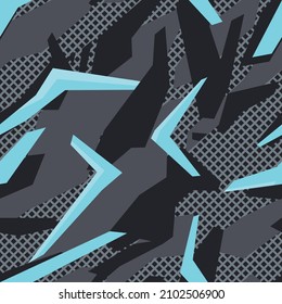 Seamless pattern of shapes. Abstract camo grid. Racing background. Print on fabric and textile. Vector illustration