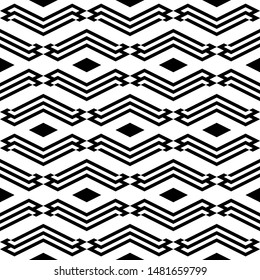 Seamless pattern. Shapes background. Rhombuses, figures ornament. Digital paper, textile print, web design, abstract. Geometric backdrop. Diamonds, shapes wallpaper. Ethnic motif. Vector artwork.