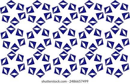 seamless pattern with shapes, blue diamond net, ring hexagon block on white background, design for fabric print or t-shirt paint screening