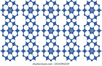 seamless pattern with shapes, blue net, ring hexagon block on white background, design for fabric print or t-shirt paint screening, dot round, hexagon