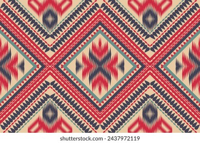 Nahtloses Muster mit Formen Geometrische ethnische orientalische Ikat-Muster traditionelles Design für Hintergrund, Teppich, Tapete, Kleidung, Verpackung, Batik, Stoff, Vektor-Illustration.Stickerei-Stil.