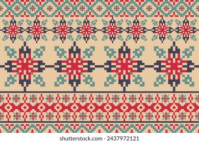 seamless pattern with shapes Geometric ethnic oriental ikat pattern traditional Design for background,carpet,wallpaper,clothing,wrapping,Batik,fabric,Vector illustration.embroidery style.