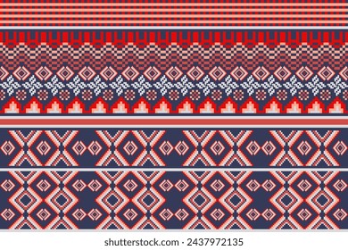 seamless pattern with shapes Geometric ethnic oriental ikat pattern traditional Design for background,carpet,wallpaper,clothing,wrapping,Batik,fabric,Vector illustration.embroidery style.