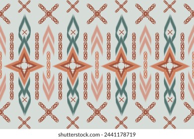 Patrón sin fisuras con formas Patrón de ikat étnico geométrico oriental tradicional Diseño para fondo, alfombra, papel pintado, ropa, envoltura, Batik, tela, ilustración vectorial.