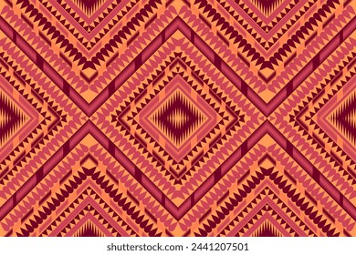 Patrón sin fisuras con formas Patrón de ikat étnico geométrico oriental tradicional Diseño para fondo, alfombra, papel pintado, ropa, envoltura, Batik, tela, ilustración vectorial.