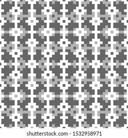 Seamless pattern. Shapes ornament. Ethnic embroidery background. Figures, squares, rectangles image. Tribal wallpaper. Tribe motif. Ancient backdrop. Digital paper, web design, textile print. Vector.