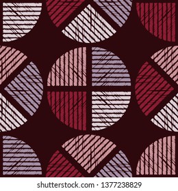 Seamless pattern. The shapes of striped semicircles. Old texture. Geometric background. Can be used for wallpaper, textile, invitation card, wrapping, web page background.