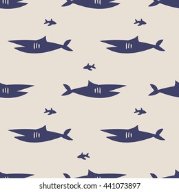 seamless pattern, shark art  background design for fabric and decor