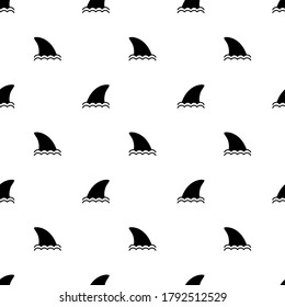 Seamless pattern shark fin icon vector white background. Fish fin ocean illustration. Dolphin fins icons.