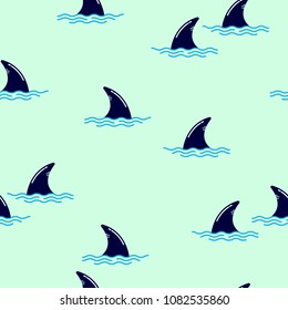 Seamless pattern with shark fin in ocean wave. Cute Marine pattern for fabric, baby clothes, background, textile,wrapping paper and other decoration.Vector illustration