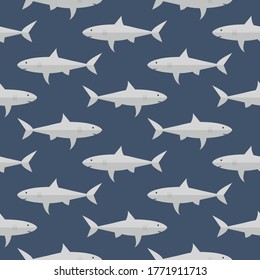 seamless pattern shark fish animal sea ocean on blue background vector wallpaper textile giftwrap