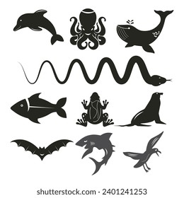 Seamless pattern with shark, fish ,octopus and whale. Design for textiles, decor and paper. Seamless pattern with underwater world, fishes. Vector design.