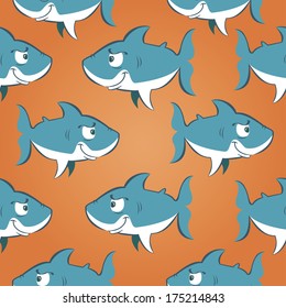 Seamless pattern with shark. Ocean. Vector